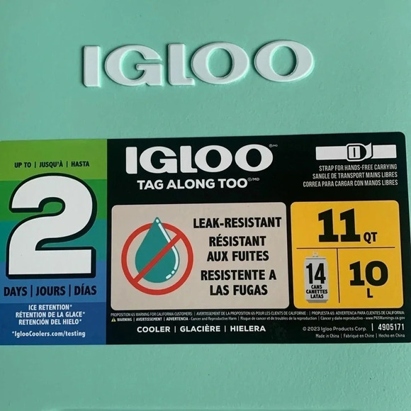 Igloo Tag Along 11 Qt Insulated Crossbody Strap SeaFoam Green NWT - Picture 4 of 9